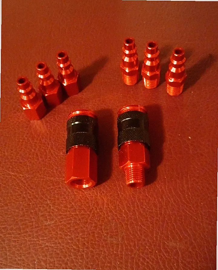 1/4'' Air Compressor Hose Fittings, Universal Air Coupler, 8 Pieces - Red