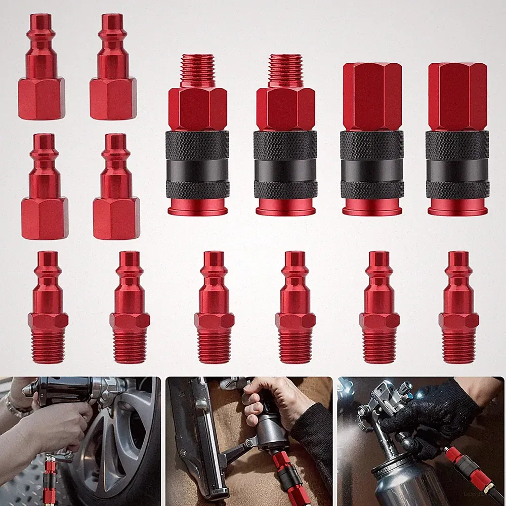 14pcs Air Hose Fittings, 1/4" NPT Quick Connect Air Coupler and Plug Kit