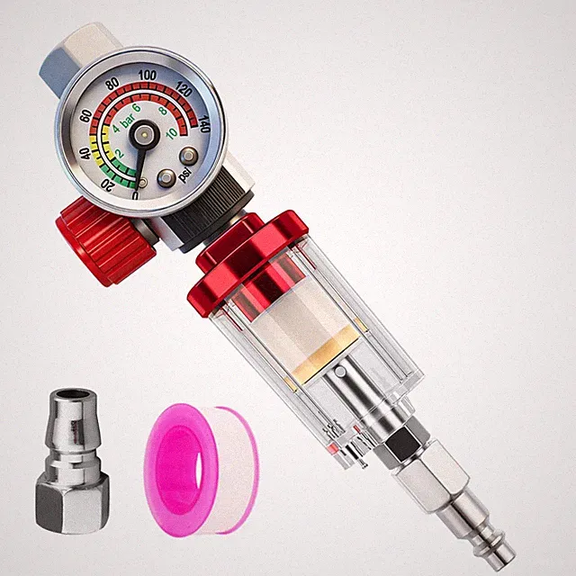 Air Compressor Regulator & Flow Control Valve with Pressure Gauge & Oilwater...