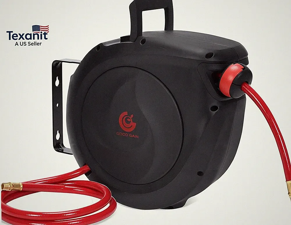 Air Hose Reel Retractable 50Ft - Air Compressor Hose Reel 3/8In Hybrid Polymer H
