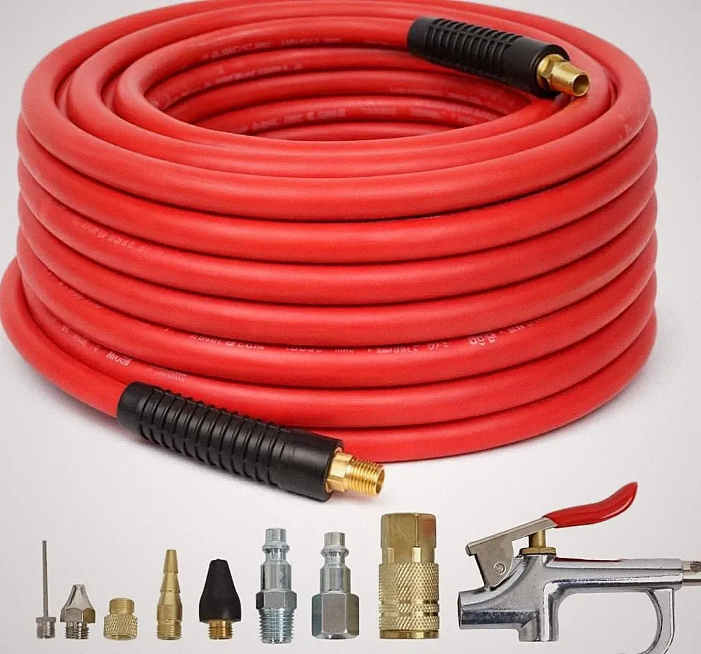 DYNAMIC POWER 3/8-in x 50-ft Premium Rubber Air Hose with 10-Piece Accessory Kit