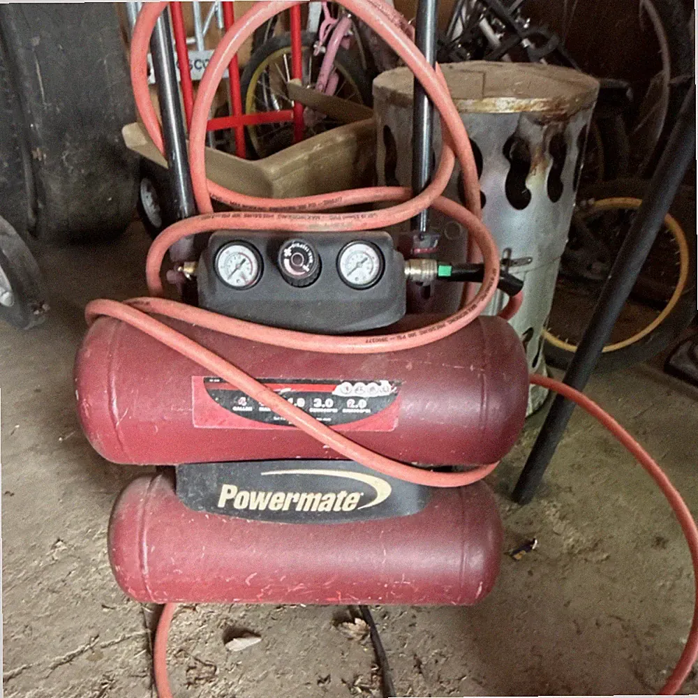 Powermate Portable Dual Tank Horizontal Air Compressor Red