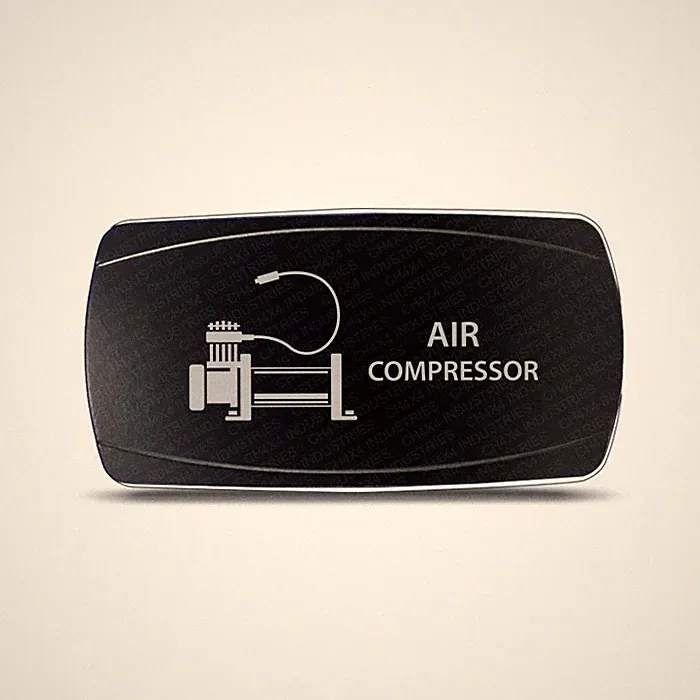 Rocker Switch Air Compressor Symbol - Horizontal - Red/Green LED