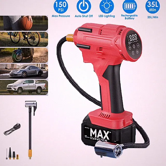 Tire Inflator Cordless w/Rechargeable Battery 150PSI Portable Air Compressor