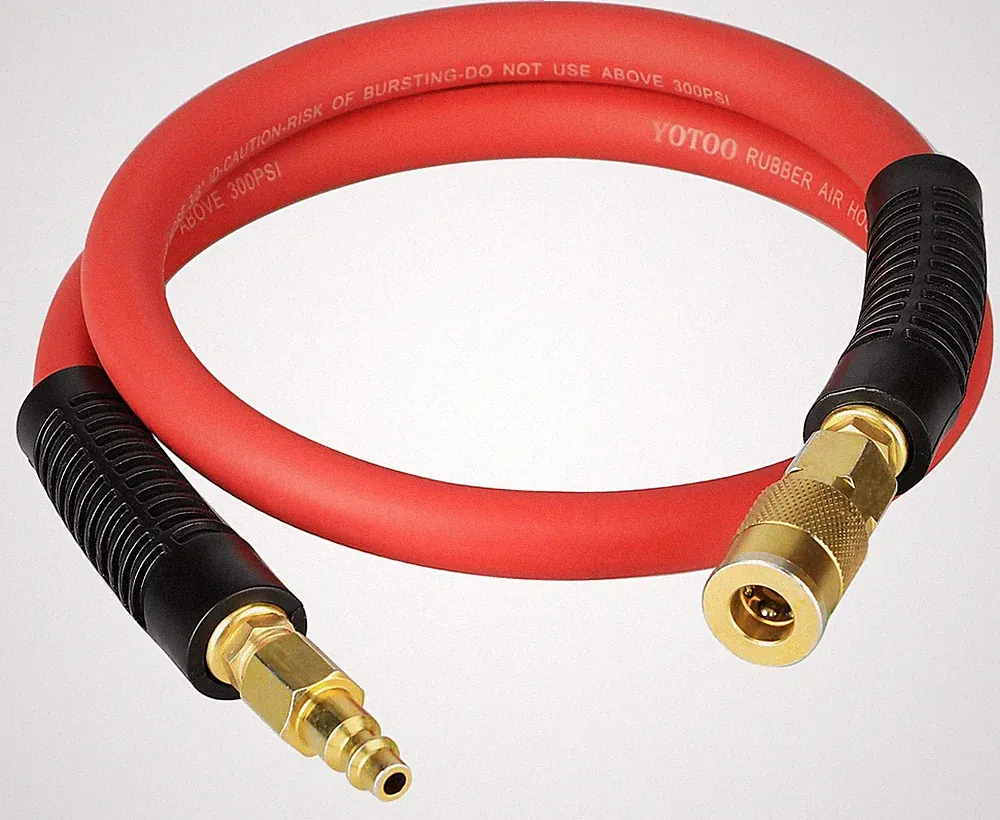 YOTOO 3/8 x 3 Ft Air Compressor Hose 300 PSI Lead In Red Brass Fittings